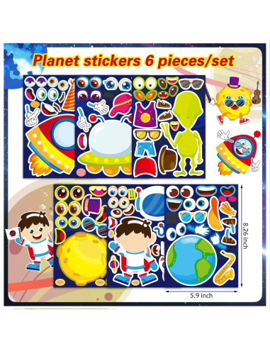 Stickers Espaciales DUJAA 24 Hojas para Niños Creativos