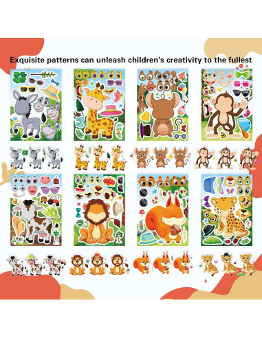 24 Hojas Stickers Animales DUJAA para Niños - Fiesta y Recompensas