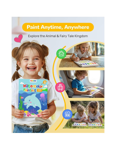 Libro de Acuarela TECJOE Animales Marinos para Niños