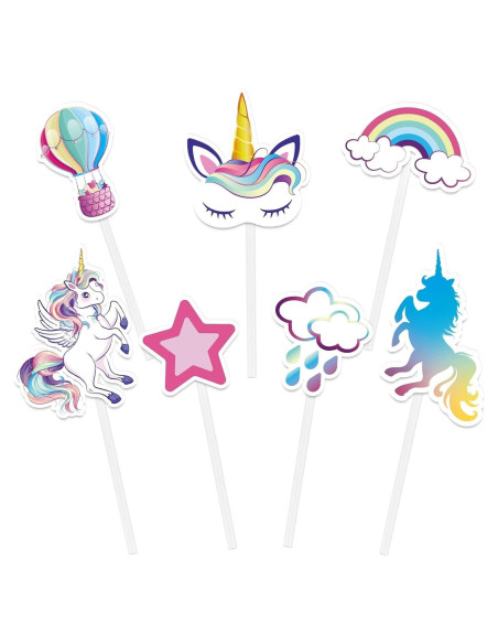 Adornos para Cupcakes Unicornio WERNNSAI 35 Piezas Adornos para Cupcakes Unicornio WERNNSAI 35 Piezas