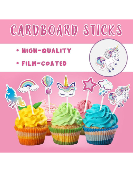 Adornos para Cupcakes Unicornio WERNNSAI 35 Piezas Adornos para Cupcakes Unicornio WERNNSAI 35 Piezas