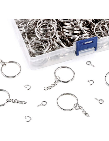 Kit 450Pcs Anillos de Llaveros Swpeet Plata 25mm y Accesorios Kit 450Pcs Anillos de Llaveros Swpeet Plata 25mm y Accesorios