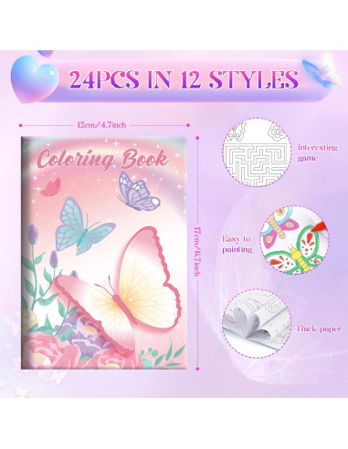 BenLouis 24 Libros de Colorear Mariposa para Niños