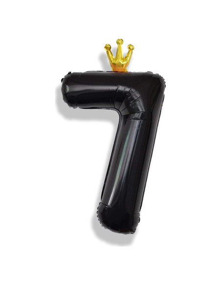Globo Número 7 Black Crown 101,6 cm para Cumpleaños Globo Número 7 Black Crown 101,6 cm para Cumpleaños