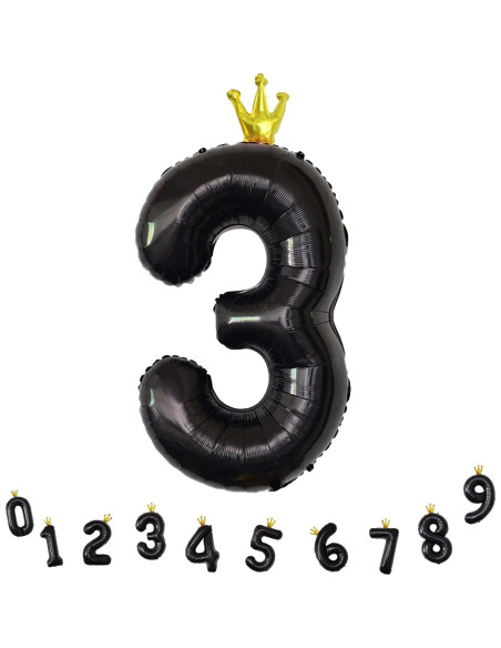 Globo de Número 3 de Aluminio Negro 101,6 cm para Fiesta Globo de Número 3 de Aluminio Negro 101,6 cm para Fiesta