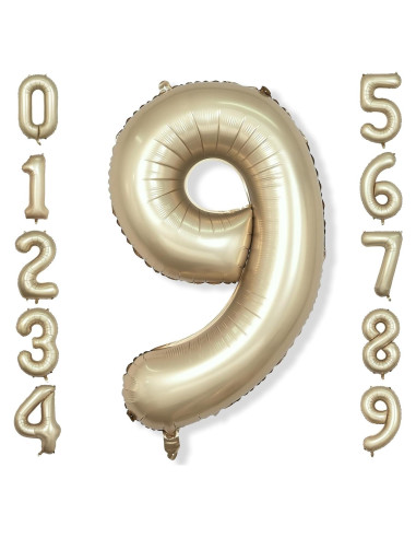 Globo Número 9 Dorado Metálico 101,6 cm para Fiestas