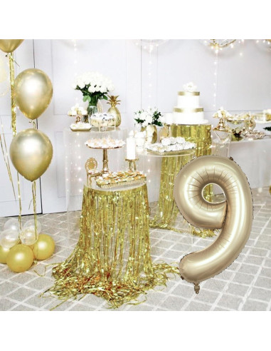 Globo Número 9 Dorado Metálico 101,6 cm para Fiestas