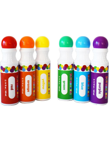 Marcadores de Puntos Yuanhe - 6 Colores Lavables para Niños