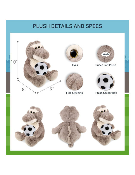 Peluche Cocodrilo Gris Sentado DolliBu con Balón de Fútbol 23cm Peluche Cocodrilo Gris Sentado DolliBu con Balón de Fútbol 23cm