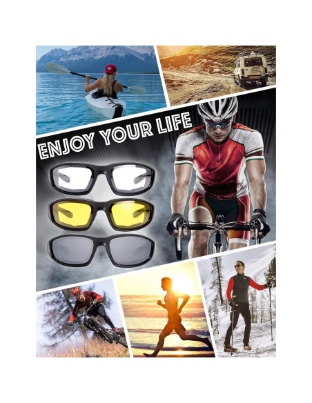 Gafas de Motocicleta The Fresh FR14 UV400 3 Lentes Acolchadas Gafas de Motocicleta The Fresh FR14 UV400 3 Lentes Acolchadas
