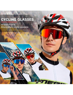 Gafas de Ciclismo FMY Polarizadas UV400 Lentes Negras y Rojas 2