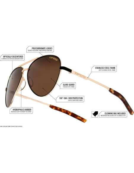 Gafas de sol Tifosi Aviator Oro Medianoche Lente Marrón Gafas de sol Tifosi Aviator Oro Medianoche Lente Marrón
