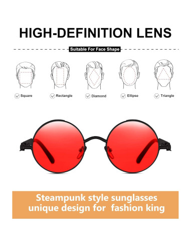 Gafas de Sol Redondas Weewooday 4 Piezas Estilo Steampunk
