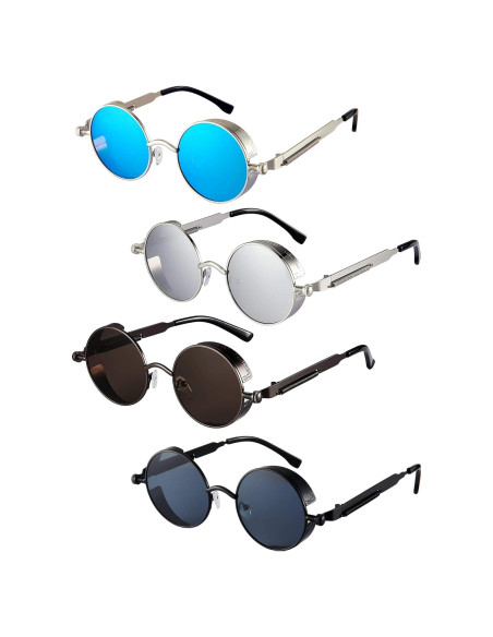 Gafas de sol retro steampunk Frienda 4 piezas unisex Gafas de sol retro steampunk Frienda 4 piezas unisex