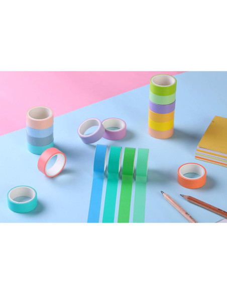 Cinta Washi Decorativa 30 Rollos 15mm Arcoíris Hwook Cinta Washi Decorativa 30 Rollos 15mm Arcoíris Hwook