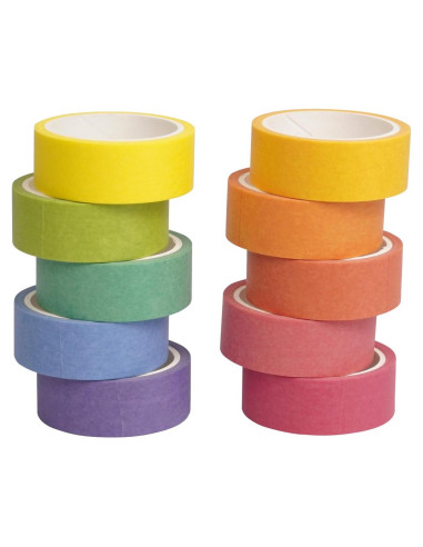 Juego de 10 Rollos de Cinta Washi Maartla 15mm Colorida