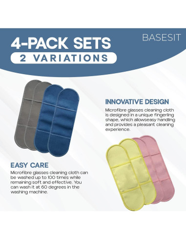 Paño Limpiador de Gafas Basesit 4 Pack Microfibra