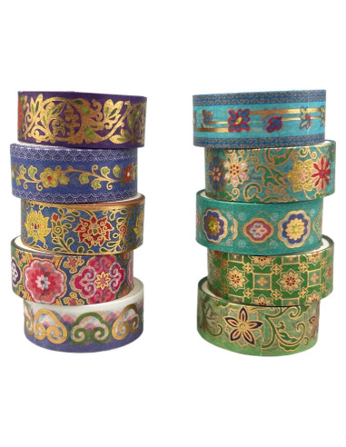 Conjunto de Cinta Washi Vintage 10 Rollos Floral Baijixin