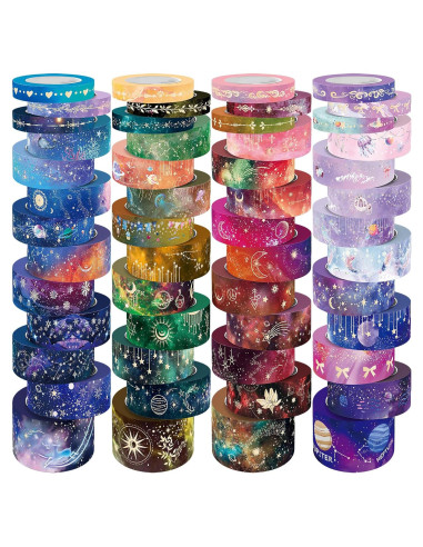 Juego de 52 Rollos de Cinta Washi Ievamall Galaxia Dorada