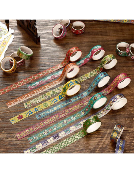 Conjunto de Cinta Washi Vintage 10 Rollos Floral Baijixin Conjunto de Cinta Washi Vintage 10 Rollos Floral Baijixin