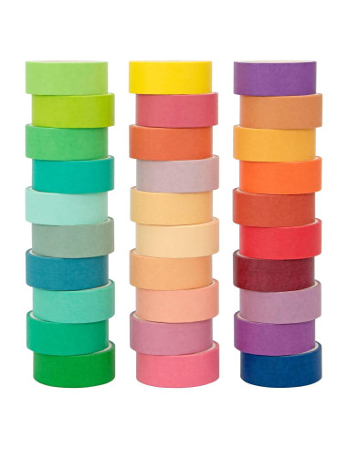 Juego de Cinta Washi WAPETASHI 30 Rollos 3m x 1.5cm Colores