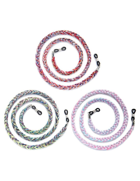Cadenas de Gafas Trenzadas 3 Piezas Multicolores Ligeras Cadenas de Gafas Trenzadas 3 Piezas Multicolores Ligeras