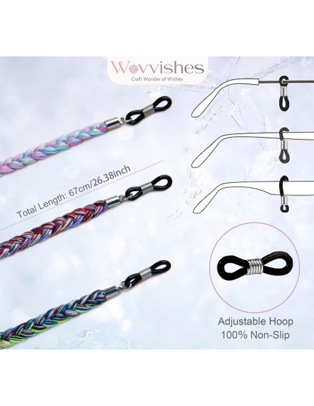 Cadenas de Gafas Trenzadas 3 Piezas Multicolores Ligeras Cadenas de Gafas Trenzadas 3 Piezas Multicolores Ligeras
