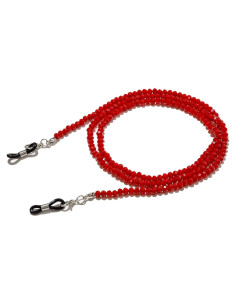 Cadena de Gafas de Cristal Rojo Vino para Mujeres 75cm