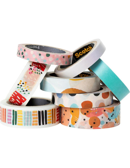 Cinta Washi Scotch Abstracto 8 Rollos 7-15mm para DIY Cinta Washi Scotch Abstracto 8 Rollos 7-15mm para DIY