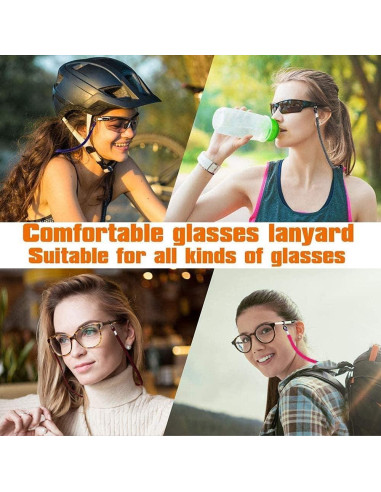 Paquete de 4 correas de gafas de cuero ecológico ajustables
