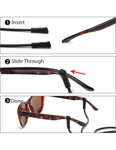 Soporte de Gafas JM Silicona Elástica 3 Paquetes Negro