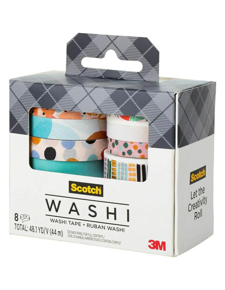 Cinta Washi Scotch Abstracto 8 Rollos 7-15mm para DIY Cinta Washi Scotch Abstracto 8 Rollos 7-15mm para DIY