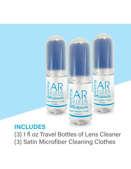 Kit de limpieza de lentes AR Kleen 3 cápsulas 30 ml Kit de limpieza de lentes AR Kleen 3 cápsulas 30 ml