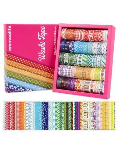 Set de Cinta Washi Emmoolife 50 Rollos 15mm Decorativa
