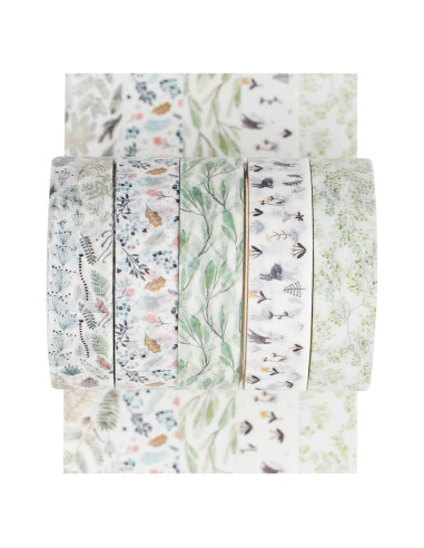 Conjunto de 5 Rollos de Cinta Washi YUBX 10mm x 3m Decorativa