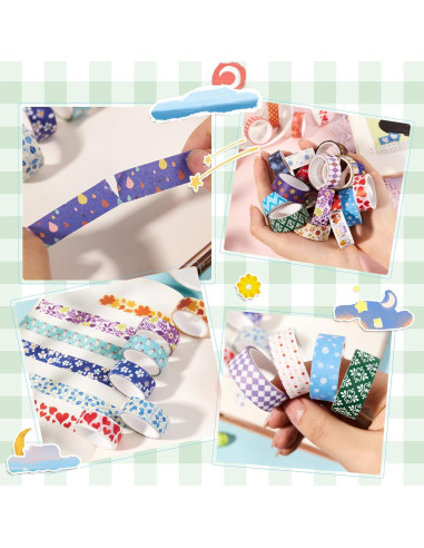 Set de Cinta Washi Emmoolife 50 Rollos 15mm Decorativa