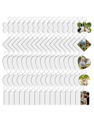 Kit 45 Piezas Llavero Sublimación MDF NEOACT Formas Variadas