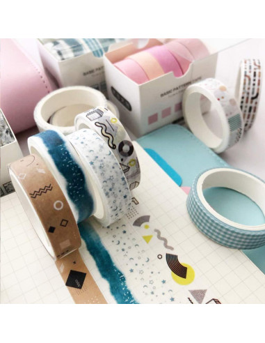 Conjunto de 5 Rollos de Cinta Washi YUBX 10mm x 3m Decorativa