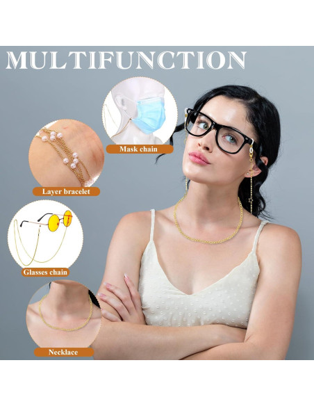 Cadena de Gafas Frienda 6 Pcs Soporte de Perlas Coloridas Cadena de Gafas Frienda 6 Pcs Soporte de Perlas Coloridas