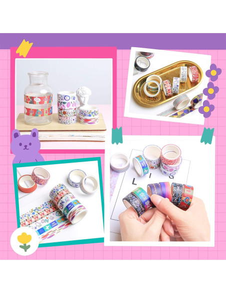 Juego de 40 Rollos de Cinta Washi KUNMINGER 15mm Decorativa Juego de 40 Rollos de Cinta Washi KUNMINGER 15mm Decorativa
