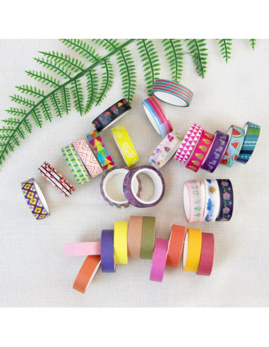 Set de 30 Rollos de Cinta Washi Ninico 10mm Flores Coloridas