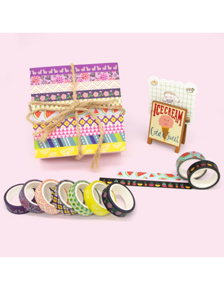 Set de 30 Rollos de Cinta Washi Ninico 10mm Flores Coloridas Set de 30 Rollos de Cinta Washi Ninico 10mm Flores Coloridas
