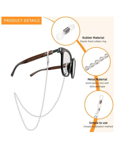 Cadena de Gafas 3 PCS Acero Inoxidable Unisex Elegante