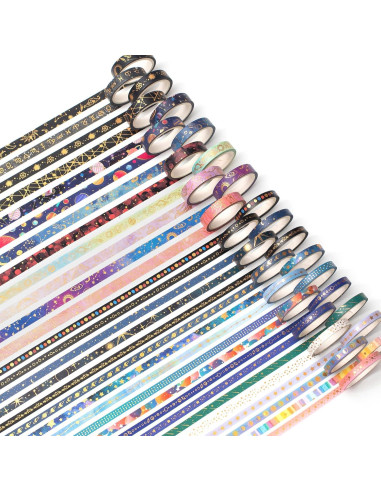 Conjunto de Cinta Washi YUBX Galaxy 30 Rollos Decorativa 3-5mm