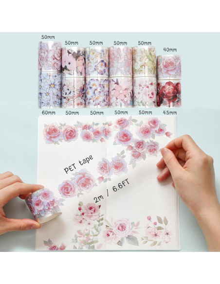 Juego de Cinta Washi Floral Cratey - 12 rollos de 2m Juego de Cinta Washi Floral Cratey - 12 rollos de 2m
