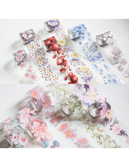 Juego de Cinta Washi Floral Cratey - 12 rollos de 2m Juego de Cinta Washi Floral Cratey - 12 rollos de 2m