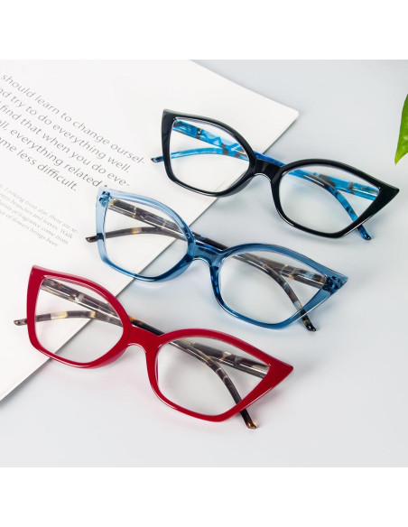 Gafas de Lectura DXYXYO Cat Eye 3 Paquetes Anti Luz Azul Gafas de Lectura DXYXYO Cat Eye 3 Paquetes Anti Luz Azul