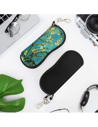 Funda para Gafas MoKo Neopreno Negro y Flor de Almendra