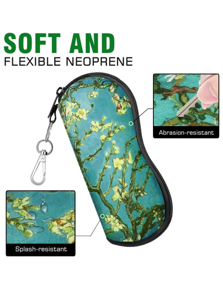 Funda para Gafas MoKo Neopreno Negro y Flor de Almendra Funda para Gafas MoKo Neopreno Negro y Flor de Almendra