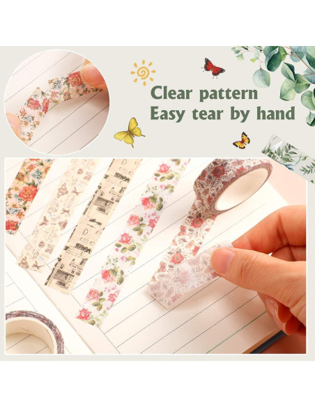 Cinta Washi TaoBary 33 Rollos Vintage 15mm para Manualidades Cinta Washi TaoBary 33 Rollos Vintage 15mm para Manualidades